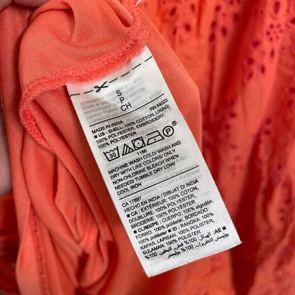 Old Navy Coral Orange Eyelet Embroidered Cotton Slip Dress, Small - Picture 6 of 6